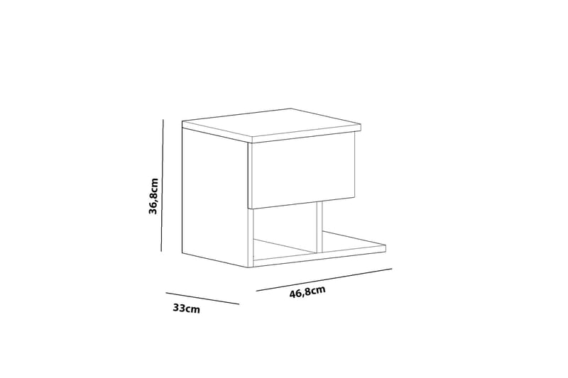 Decorotika Sengebord 46 cm med Opbevaring Skuffe + Hylder - Hvid - Sengebord