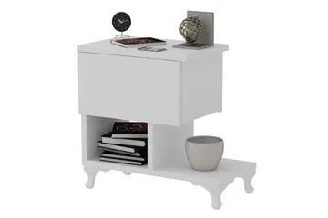 Decorotika Sengebord 46 cm med Opbevaring Skuffe + Hylder Be - Hvid - Møbler - Borde - Aflastningsbord - Sengebord