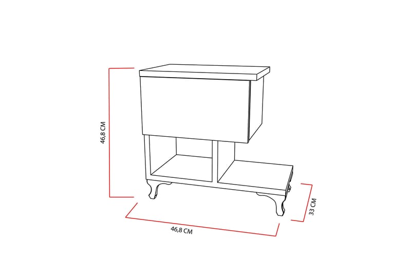 Decorotika Sengebord 46 cm med Opbevaring Skuffe + Hylder Be - Hvid - Møbler - Borde - Aflastningsbord - Sengebord