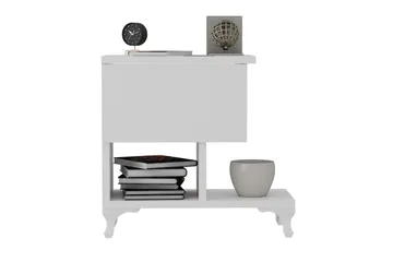 Decorotika Sengebord 46 cm med Opbevaring Skuffe + Hylder Be - Hvid - Møbler - Borde - Aflastningsbord - Sengebord