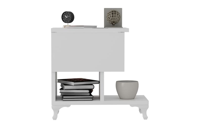 Decorotika Sengebord 46 cm med Opbevaring Skuffe + Hylder Be - Hvid - Møbler - Borde - Aflastningsbord - Sengebord