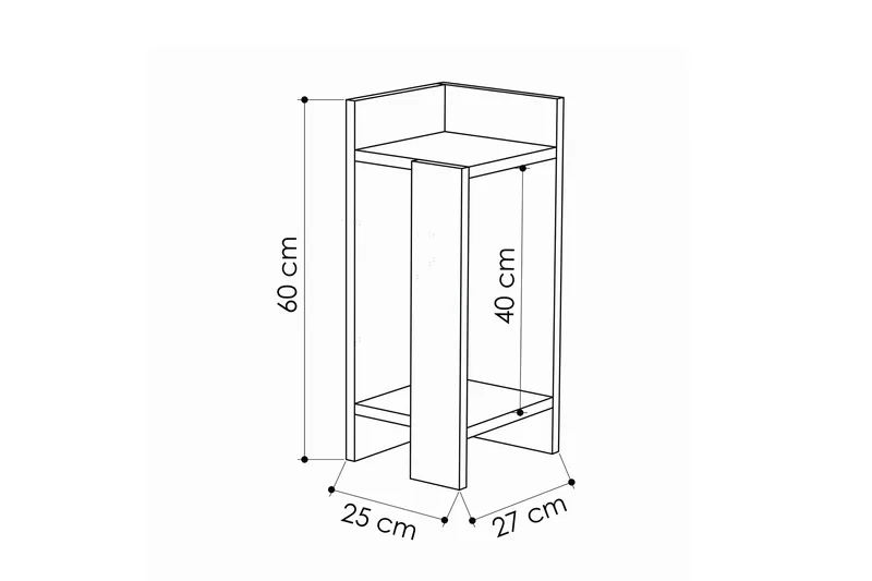 Decorta Sengebord 27 cm med Opbevaring Hylder + Låger Venstr - Hvid - Møbler - Borde - Aflastningsbord - Sengebord