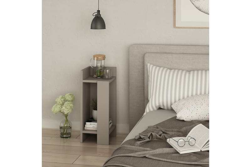 Decorta Sengebord 27 cm med Opbevaring Hylder + Låger Venstr - Træ - Møbler - Borde - Aflastningsbord - Sengebord
