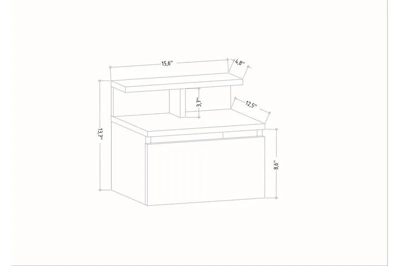 Desgrar Sengebord 39,8x35 cm - Antracit - Møbler - Borde - Aflastningsbord - Sengebord