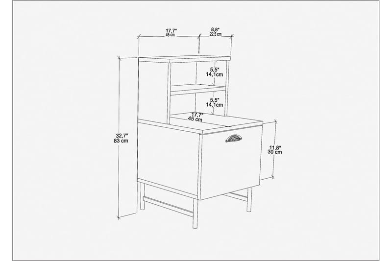 Desgrar Sengebord 45x22,5 cm - Brun - Møbler - Borde - Aflastningsbord - Sengebord