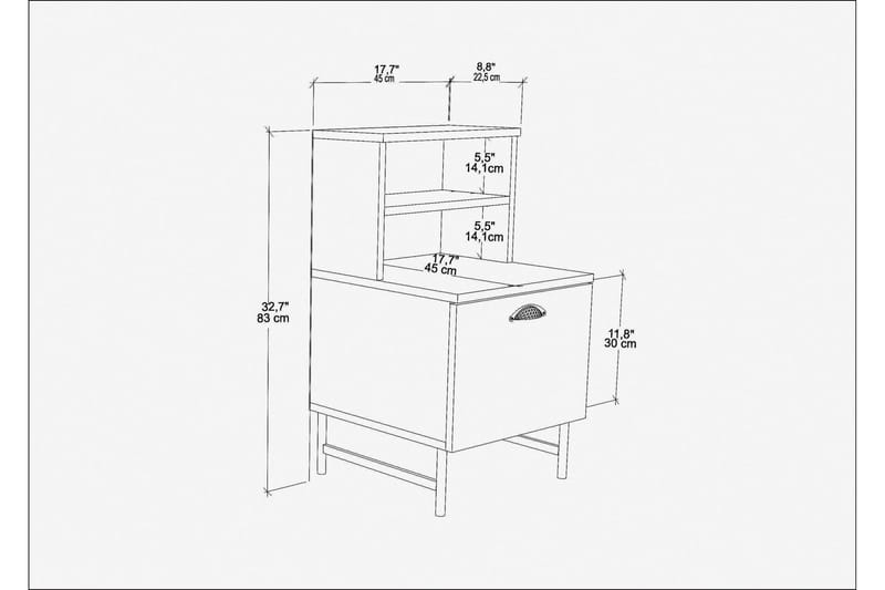 Desgrar Sengebord 45x22,5 cm - Brun - Sengebord