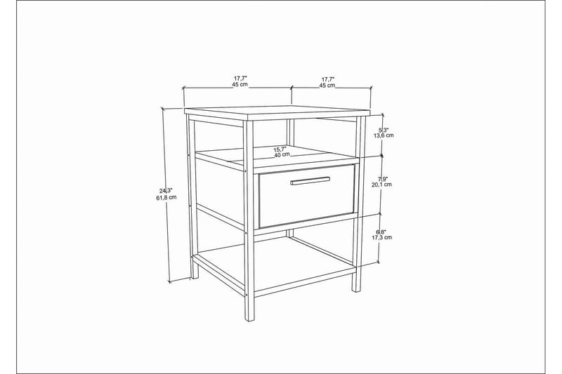 Desgrar Sengebord 45x61,8 cm - Sort - Sengebord