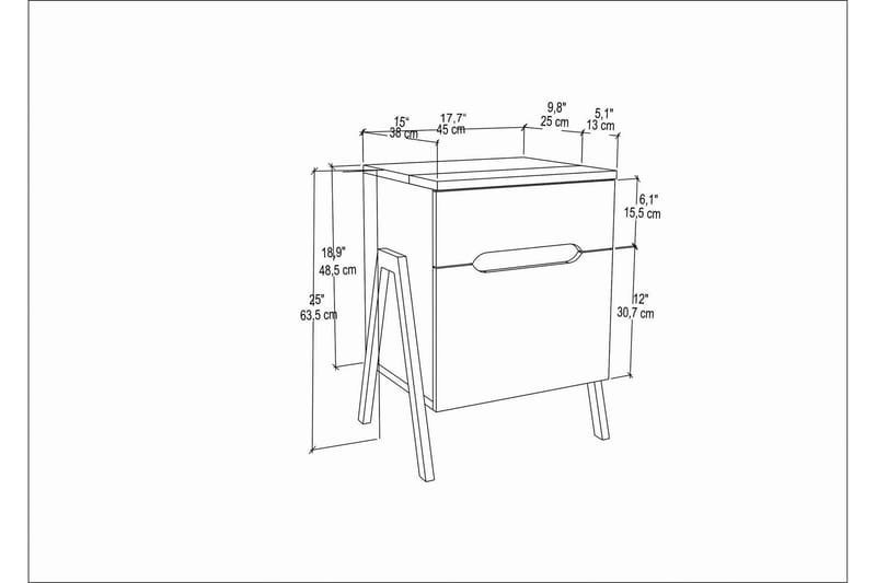 Desgrar Sengebord 45x63,5 cm - Brun - Sengebord