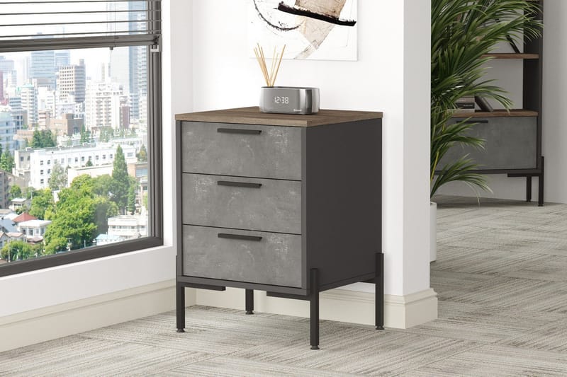 Desgrar Sengebord 54 cm, Brun/Betongrå/Antracit