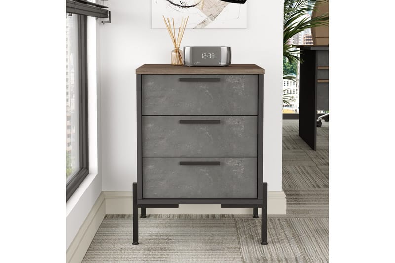 Desgrar Sengebord 54 cm - Brun/Betongrå/Antracit - Møbler - Borde - Aflastningsbord - Sengebord