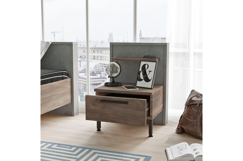 Drimmelen Sengebord 44 cm - Brun / grå - Møbler - Borde - Aflastningsbord - Sengebord