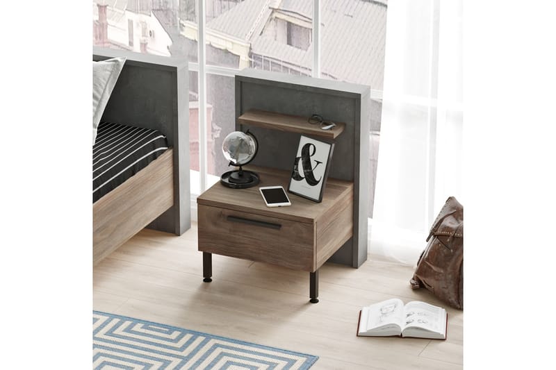 Drimmelen Sengebord 44 cm - Brun / grå - Møbler - Borde - Aflastningsbord - Sengebord