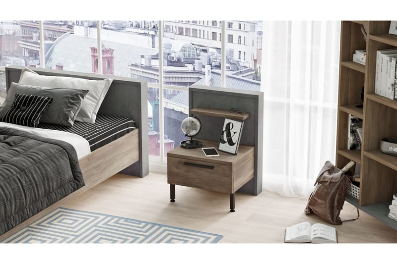 Drimmelen Sengebord 44 cm - Brun / grå - Møbler - Borde - Aflastningsbord - Sengebord