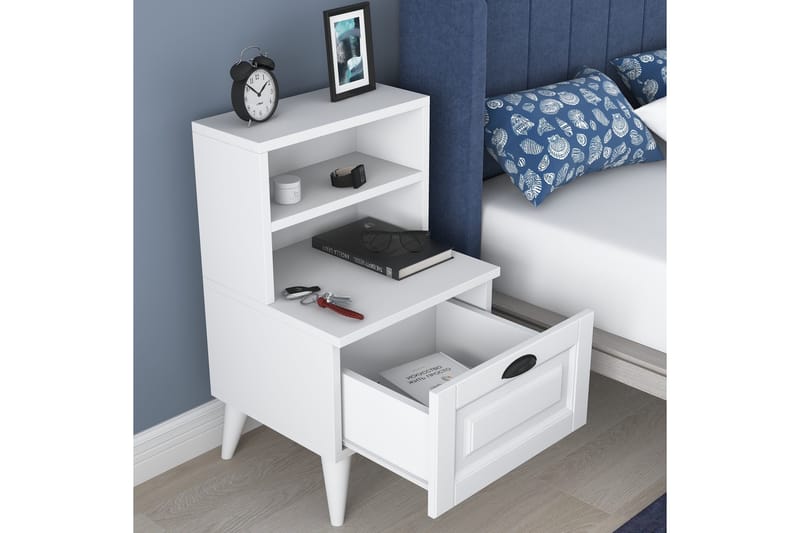 Eladia Sengebord 45 cm - Hvid - Møbler - Borde - Aflastningsbord - Sengebord