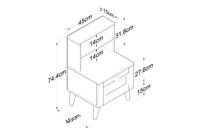 Eladia Sengebord 45 cm - Hvid - Sengebord