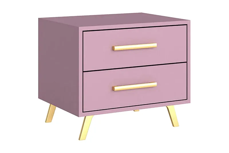 Escaldes Sengebord 54 cm - Mat Lilla/Guld - Møbler - Borde - Aflastningsbord - Sengebord