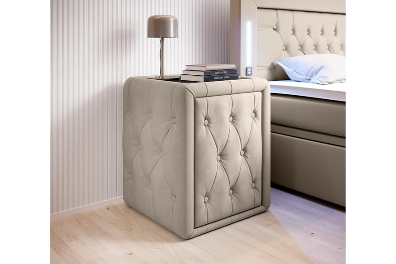 Franco Natbord 58 cm med Opbevaring Skuffe - Beige - Møbler - Borde - Aflastningsbord - Sengebord