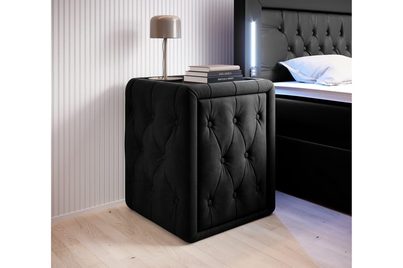 Franco Natbord 58 cm med Opbevaring Skuffe - Sort - Møbler - Borde - Aflastningsbord - Sengebord