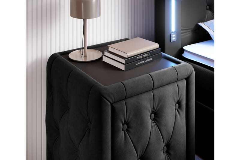 Franco Natbord 58 cm med Opbevaring Skuffe - Sort - Møbler - Borde - Aflastningsbord - Sengebord