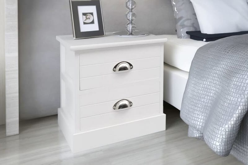 Fransk Sengebord 2 Stk Hvid - Hvid - Møbler - Borde - Aflastningsbord - Sengebord