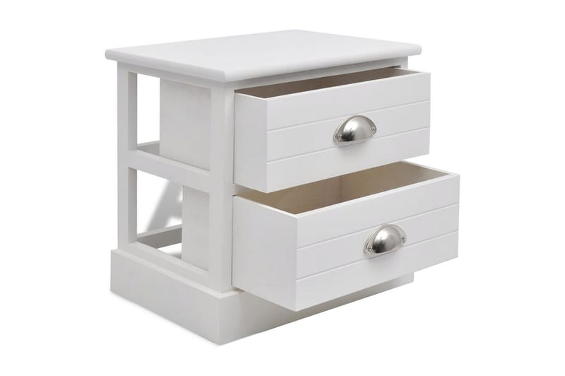 Fransk Sengebord 2 Stk Hvid - Hvid - Møbler - Borde - Aflastningsbord - Sengebord