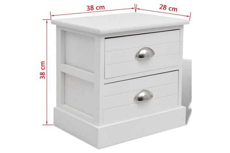 Fransk Sengebord 2 Stk Hvid - Hvid - Møbler - Borde - Aflastningsbord - Sengebord