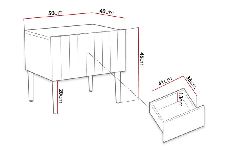 Glenndale Sengebord 50 cm - Sort - Møbler - Borde - Aflastningsbord - Sengebord