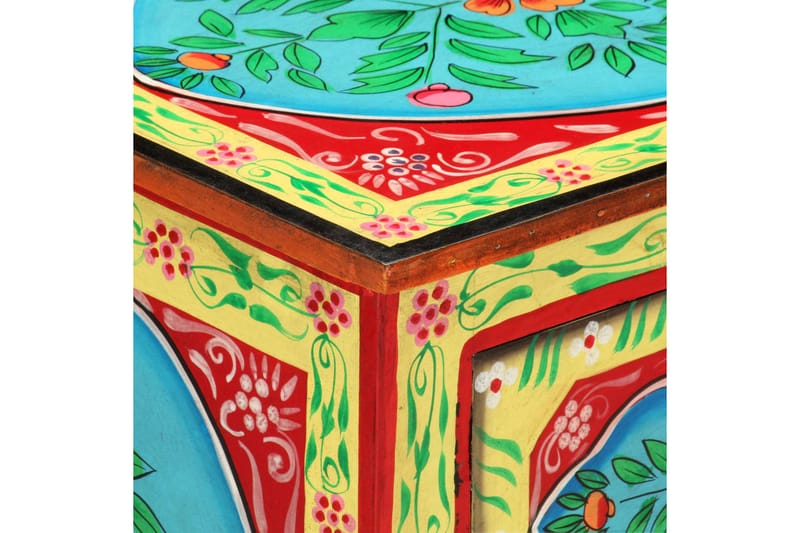 Håndmalet Sengeskab 40x30x50 cm Massivt Mangotræ - Flerfarvet - Møbler - Borde - Aflastningsbord - Sengebord