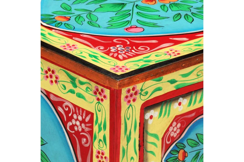 Håndmalet Sengeskab 40x30x50 cm Massivt Mangotræ - Flerfarvet - Sengebord