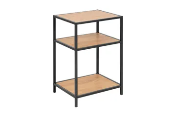 Hasslevik Sengebord 35 cm med Opbevaring Hylder - Natur/Sort - Møbler - Borde - Aflastningsbord - Sengebord