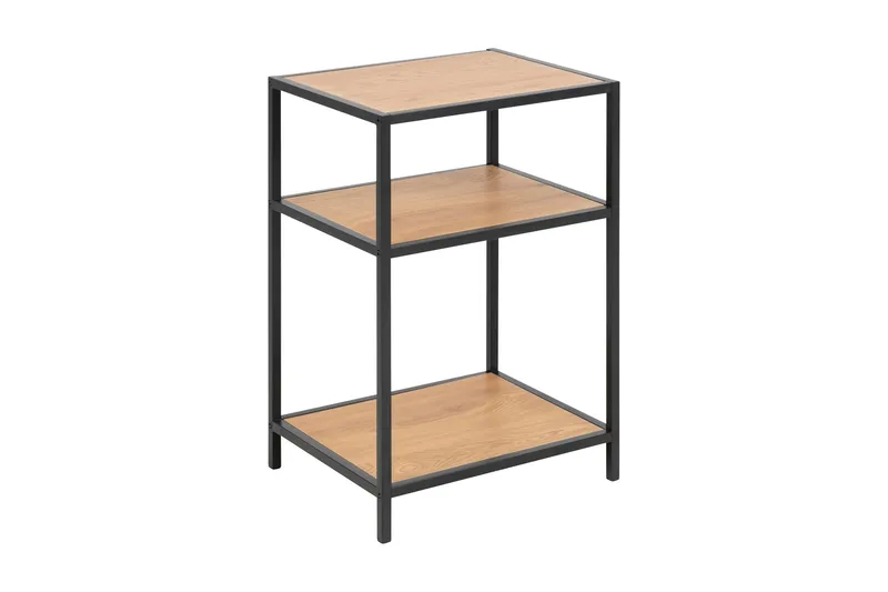 Hasslevik Sengebord 35 cm med Opbevaring Hylder - Natur/Sort - Møbler - Borde - Aflastningsbord - Sengebord