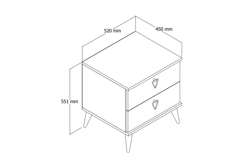 Heibert Sengebord 52 cm - Hvid - Sengebord