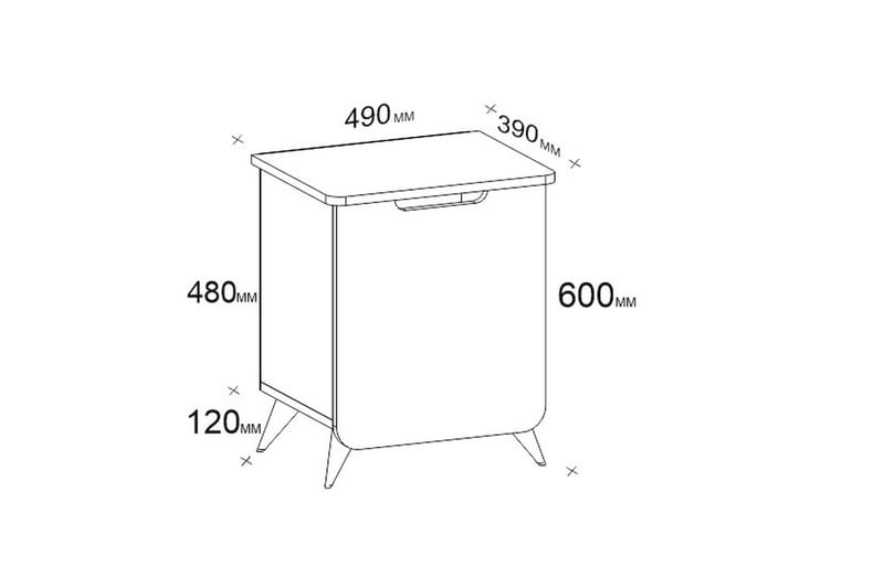 Hejde Sengebord 39 cm med Opbevaring Skab - Hvid - Sengebord