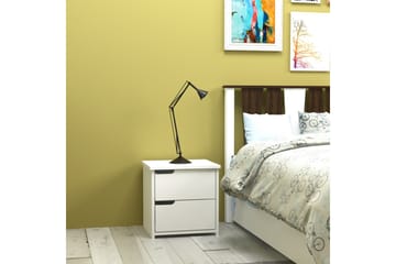Hejde Sengebord 40 cm med Opbevaring 2 Skuffer - Hvid - Møbler - Borde - Aflastningsbord - Sengebord