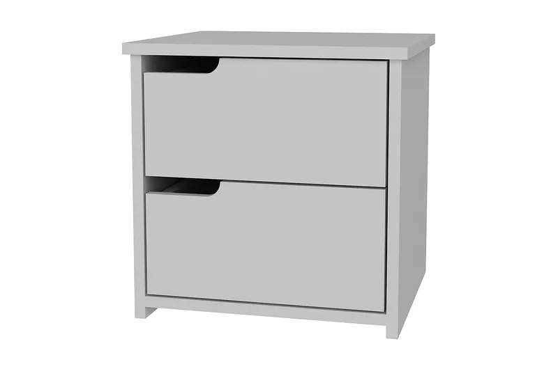 Hejde Sengebord 40 cm med Opbevaring 2 Skuffer, Hvid