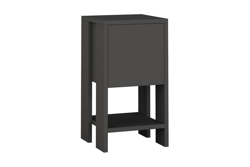 Homitis Sengebord 30 cm med Opbevaring Hylde + Låge - Mørkegrå - Sengebord