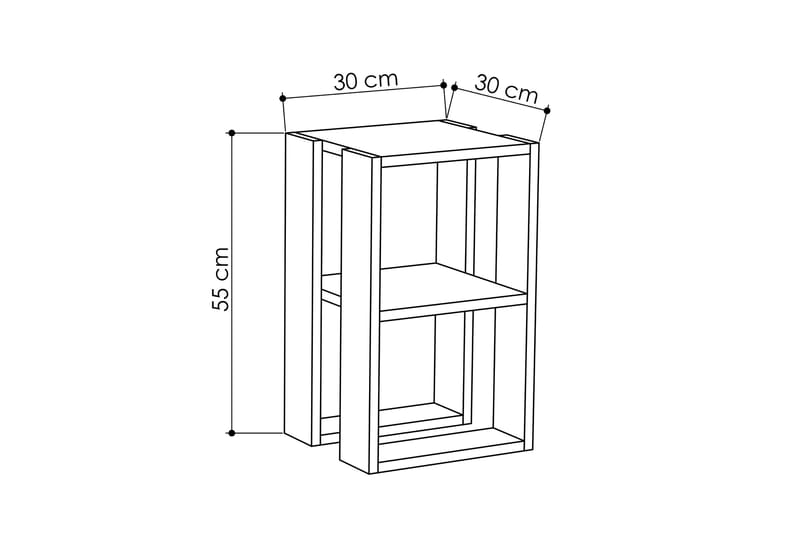 Homitis Sengebord 30 cm med Opbevaring Hylde - Hvid - Sengebord