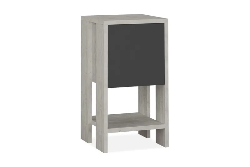 Homitis Sengebord 30 cm med Opbevaring Hylde + Låge, Hvid/Træ