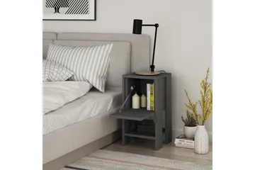 Homitis Sengebord 30 cm med Opbevaring Hylde + Låge - Mørkegrå - Møbler - Borde - Aflastningsbord - Sengebord