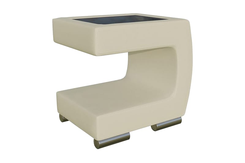Honstad Sengebord 32 cm Højre - Kunstlæder/Glas/Beige/Sort - Møbler - Borde - Aflastningsbord - Sengebord