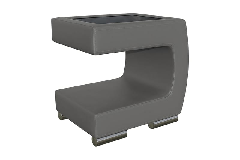 Honstad Sengebord 32 cm Højre - Kunstlæder/Glas/Mørkegrå/Sort - Møbler - Borde - Aflastningsbord - Sengebord