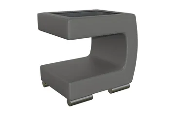 Honstad Sengebord 32 cm Højre - Kunstlæder/Glas/Mørkegrå/Sort - Møbler - Borde - Aflastningsbord - Sengebord
