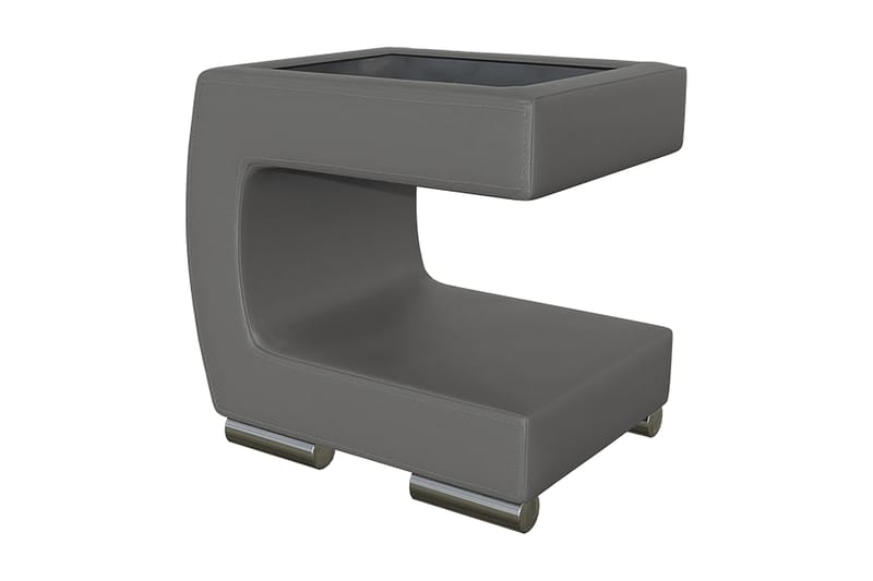 Honstad Sengebord 32 cm Venstre - Kunstlæder/Glas/Mørkegrå/Sort - Møbler - Borde - Aflastningsbord - Sengebord