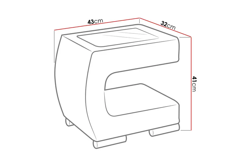 Honstad Sengebord 32 cm Venstre - Kunstlæder/Glas/Mørkegrå/Sort - Møbler - Borde - Aflastningsbord - Sengebord