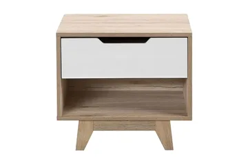 Hultz Sengebord 50 cm med Opbevaring Skuffe + Hylde - Hvid - Møbler - Borde - Aflastningsbord - Sengebord