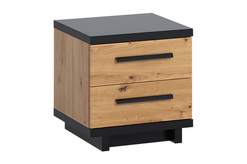 Ingram Sengebord 40 cm med Opbevaring 2 Skuffer - Egefarvet/Sort - Møbler - Borde - Aflastningsbord - Sengebord