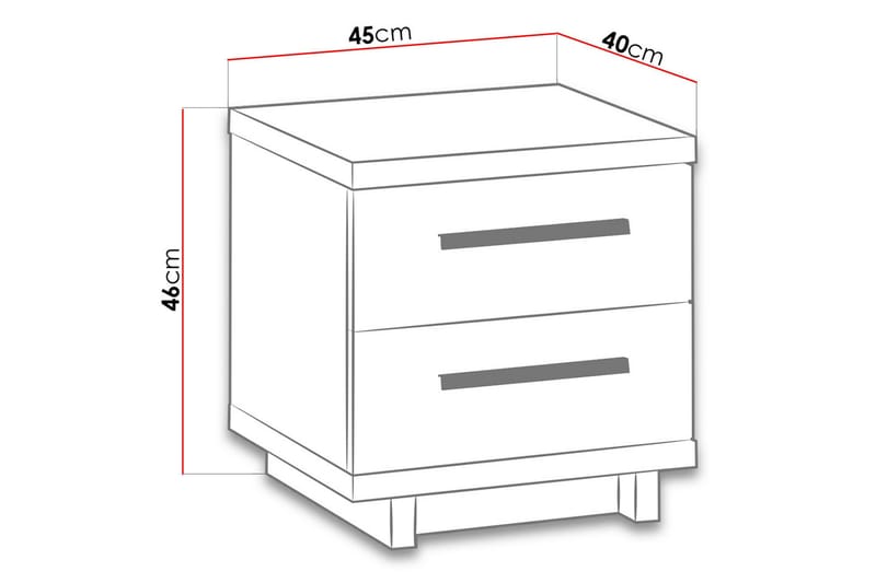 Ingram Sengebord 40 cm med Opbevaring 2 Skuffer - Egefarvet/Sort - Sengebord