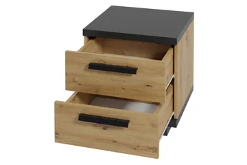 Ingram Sengebord 40 cm med Opbevaring 2 Skuffer - Egefarvet/Sort - Møbler - Borde - Aflastningsbord - Sengebord