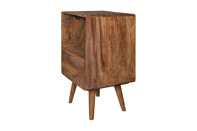 Iviana Sengebord 40 cm med Opbevaring Skuffe + Hylde - Massivt Træ/Sort - Sengebord