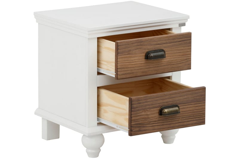 Kagami Natbord 45x38 cm - Hvid/Brun - Møbler - Borde - Aflastningsbord - Sengebord